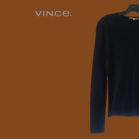 VINCE. NEW Minimalist Ribbed 100% Wool Fine Knit Long-Sleeve Pullover Sweater - Picture 4 of 10